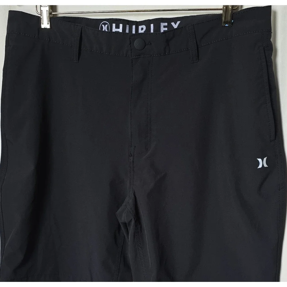Hurley Mens Black Solid Flat Front Button Closure Shorts Regular Size 36